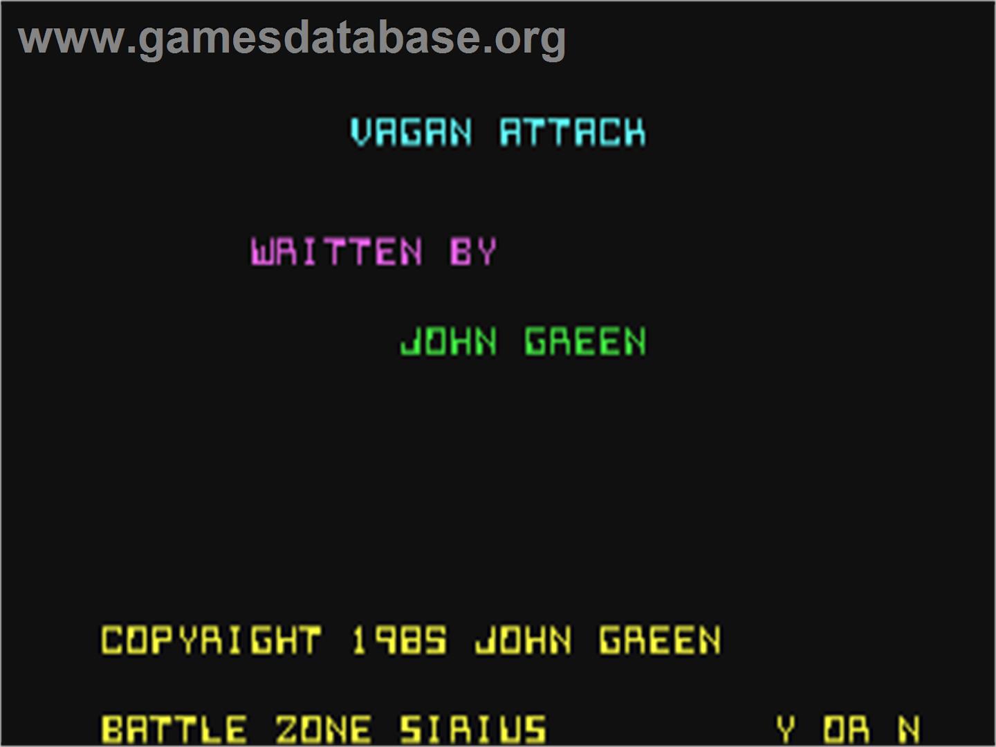 Vagan Attack - Commodore 64 - Artwork - Title Screen
