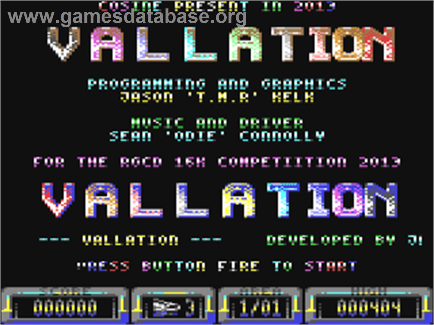 Vallation - Commodore 64 - Artwork - Title Screen