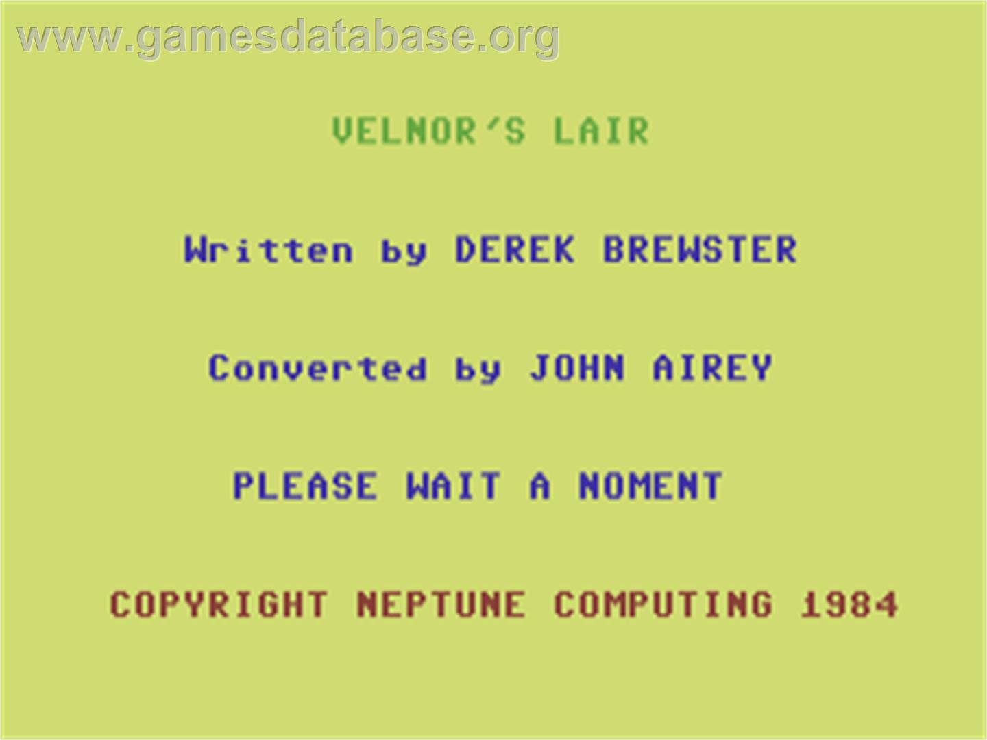Velnor's Lair - Commodore 64 - Artwork - Title Screen
