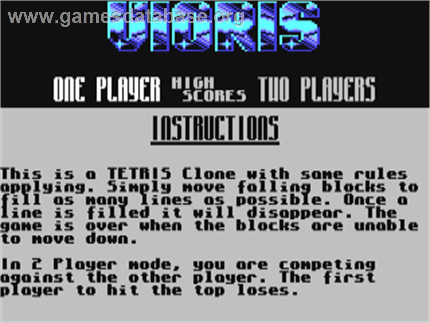 Vioris - Commodore 64 - Artwork - Title Screen