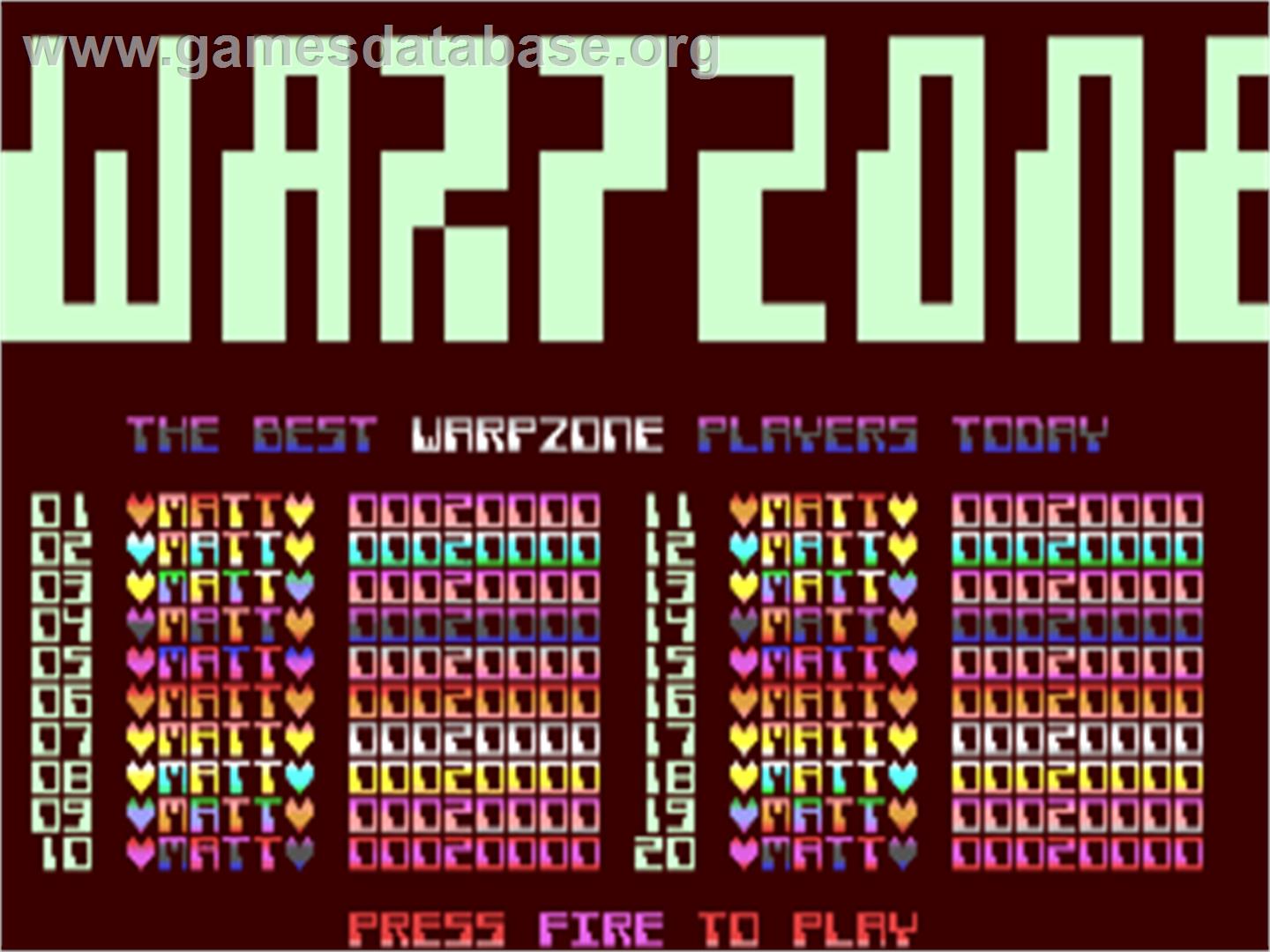 Warpzone - Commodore 64 - Artwork - Title Screen