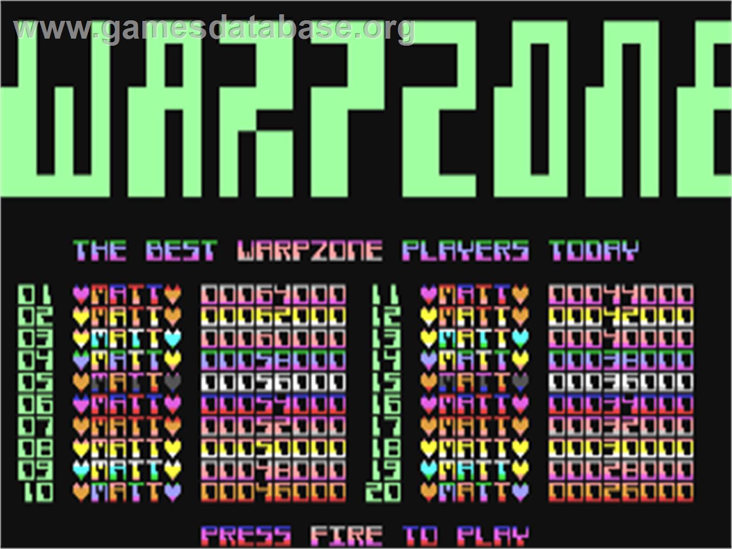 Warpzone Remix - Commodore 64 - Artwork - Title Screen