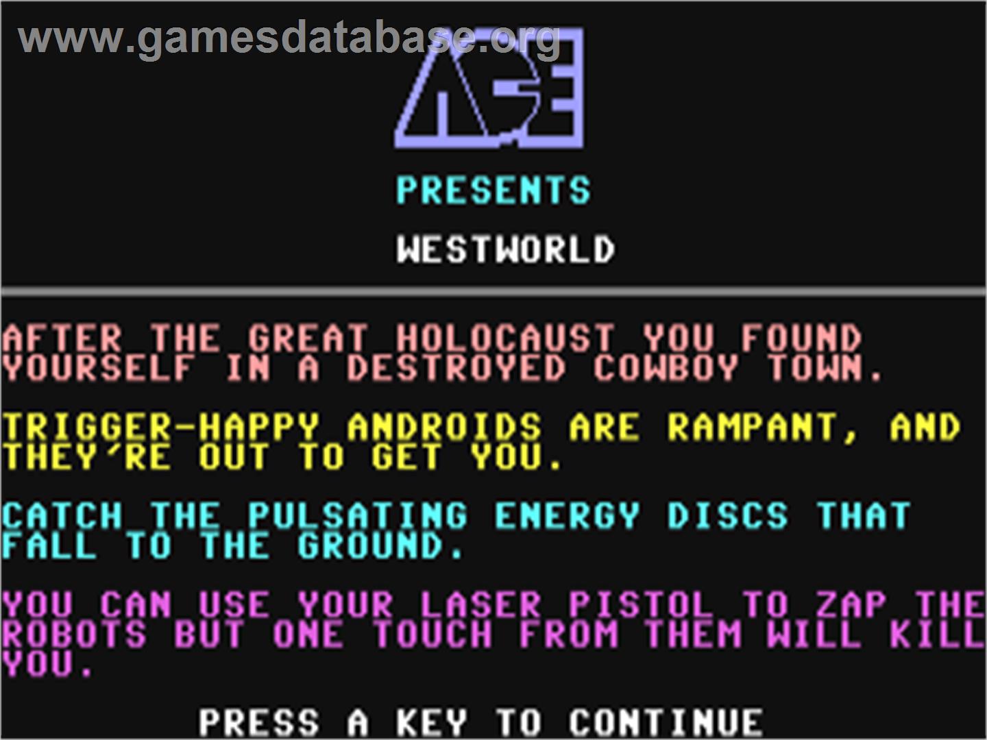 West World - Commodore 64 - Artwork - Title Screen