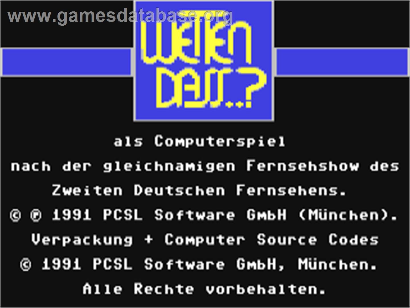 Wetten Dass.. - Commodore 64 - Artwork - Title Screen