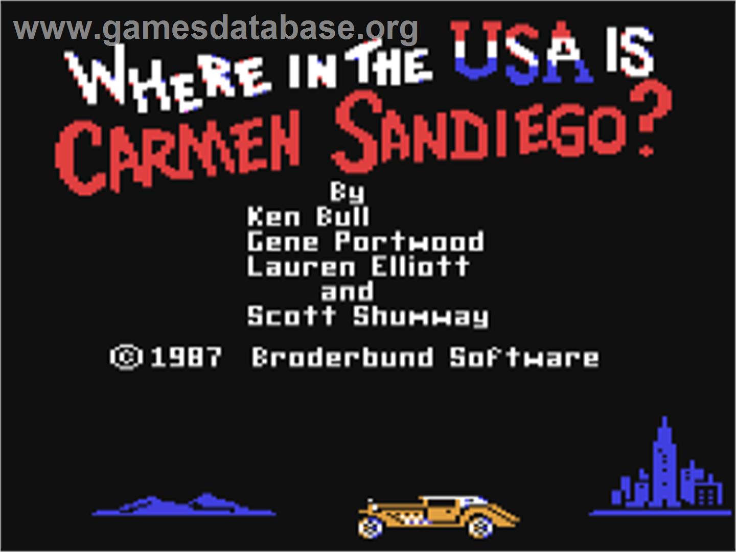 Where in the U.S.A. Is Carmen Sandiego? - Commodore 64 - Artwork - Title Screen