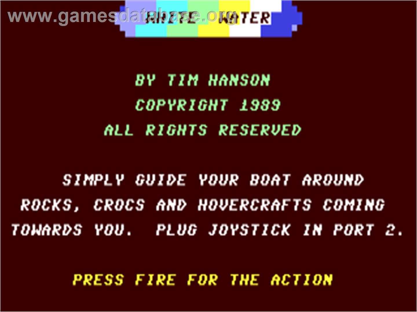 White Water - Commodore 64 - Artwork - Title Screen