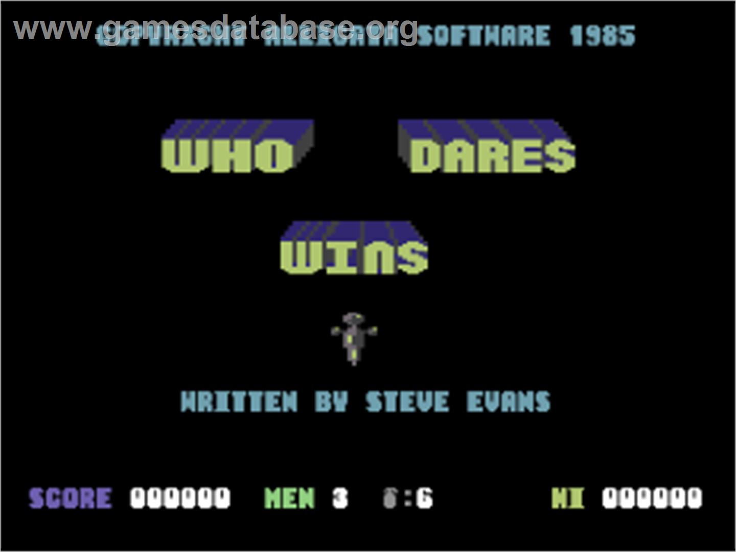 Who Dares Wins - Commodore 64 - Artwork - Title Screen