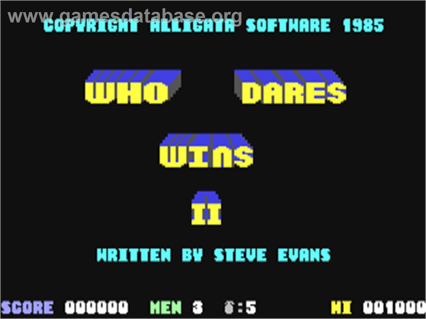Who Dares Wins II - Commodore 64 - Artwork - Title Screen