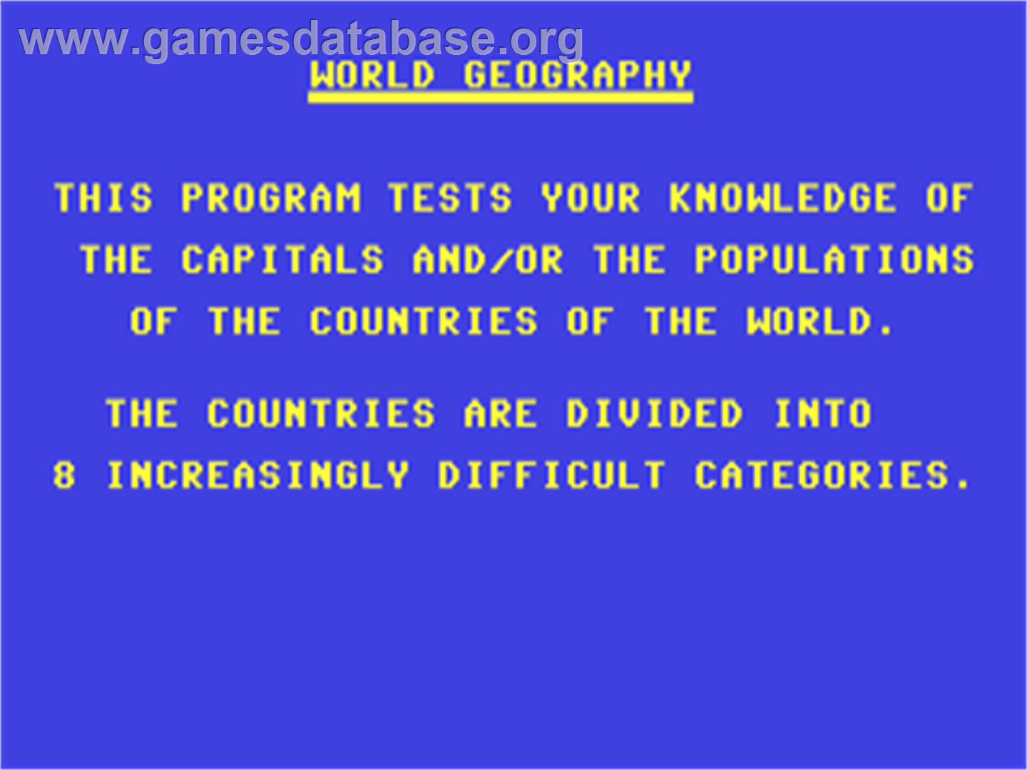 World Geography - Commodore 64 - Artwork - Title Screen