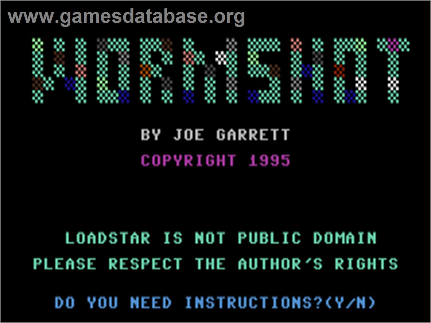 Wormshot - Commodore 64 - Artwork - Title Screen