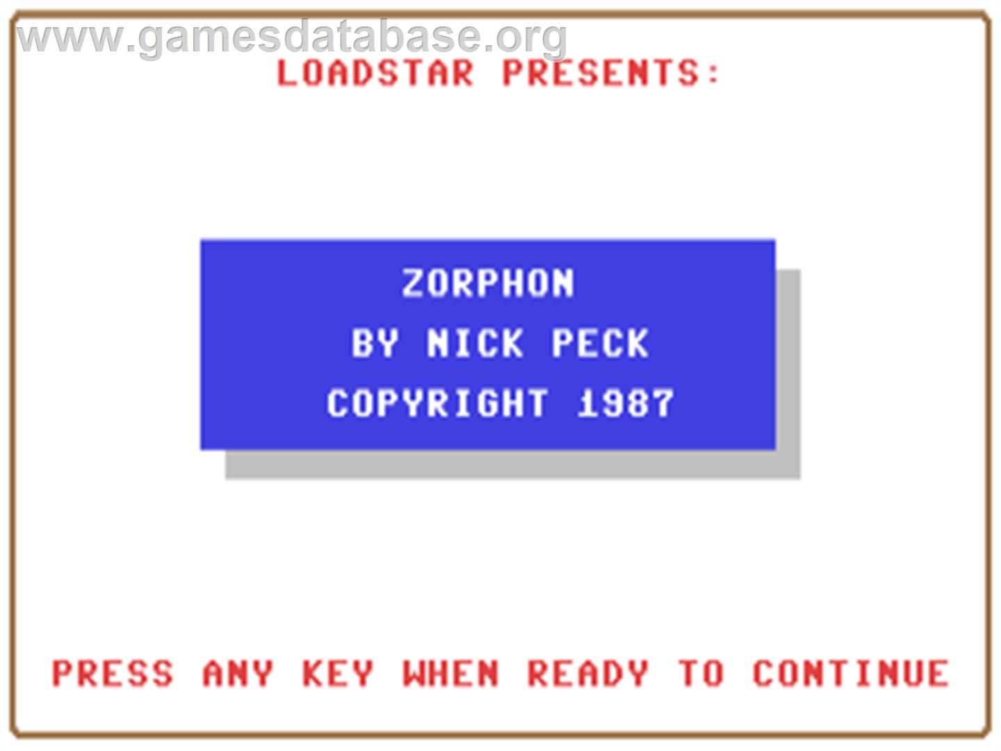 Zorphon - Commodore 64 - Artwork - Title Screen