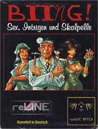 Box cover for Biing!: Sex, Intrigue and Scalpels on the Commodore Amiga.