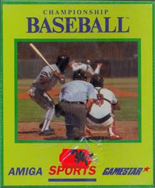 Box cover for Championship Baseball on the Commodore Amiga.