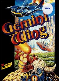 Box cover for Gemini Wing on the Commodore Amiga.
