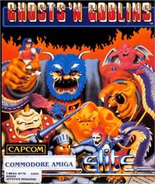 Box cover for Ghosts'n Goblins on the Commodore Amiga.