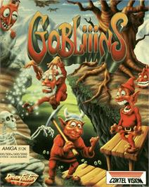 Box cover for Gobliiins on the Commodore Amiga.
