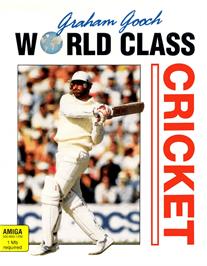 Box cover for Graham Gooch World Class Cricket on the Commodore Amiga.