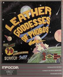 Box cover for Leather Goddesses of Phobos on the Commodore Amiga.