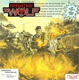 Box cover for Operation Wolf on the Commodore Amiga.