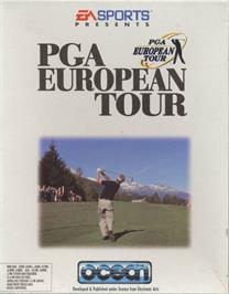 Box cover for PGA European Tour on the Commodore Amiga.