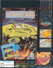 Box cover for Populous & The Promised Lands on the Commodore Amiga.