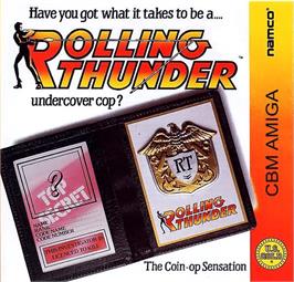 Box cover for Rolling Thunder on the Commodore Amiga.