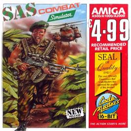 Box cover for SAS Combat Simulator on the Commodore Amiga.