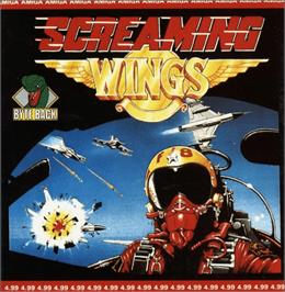 Box cover for Screaming Wings on the Commodore Amiga.
