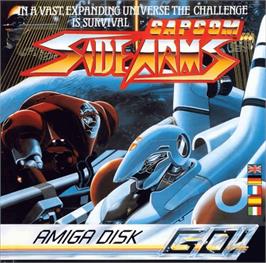 Box cover for Side Arms on the Commodore Amiga.