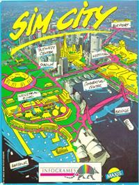 Box cover for Sim City on the Commodore Amiga.