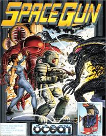 Box cover for Space Gun on the Commodore Amiga.