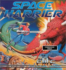 Box cover for Space Harrier on the Commodore Amiga.