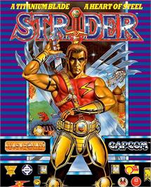 Box cover for Strider on the Commodore Amiga.