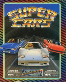 Box cover for Super Cars on the Commodore Amiga.