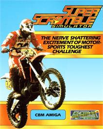 Box cover for Super Scramble Simulator on the Commodore Amiga.