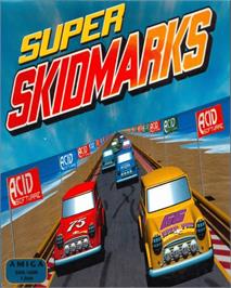 Box cover for Super Skidmarks on the Commodore Amiga.