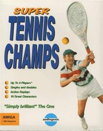 Box cover for Super Tennis Champs on the Commodore Amiga.