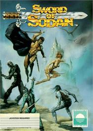Box cover for Sword of Sodan on the Commodore Amiga.