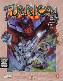 Box cover for Turrican 3 on the Commodore Amiga.
