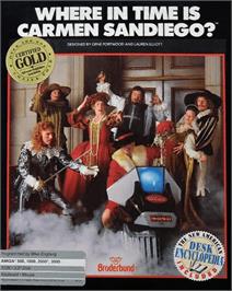 Box cover for Where In Time Is Carmen Sandiego? on the Commodore Amiga.