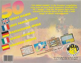 Box back cover for 50 Great Games on the Commodore Amiga.