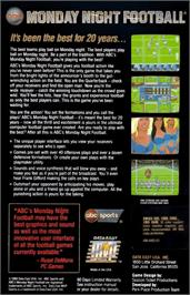 Box back cover for Abc Monday Night Football on the Commodore Amiga.