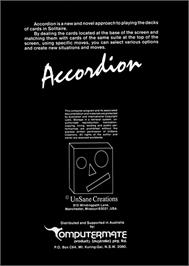 Box back cover for Accordion on the Commodore Amiga.