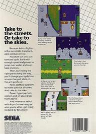 Box back cover for Action Fighter on the Commodore Amiga.