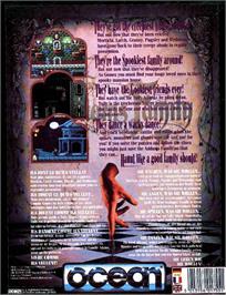 Box back cover for Addams Family, The on the Commodore Amiga.