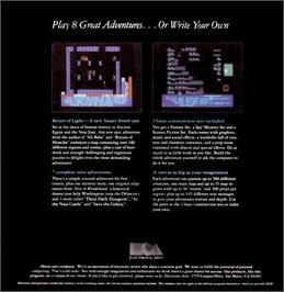 Box back cover for Adventure Construction Set on the Commodore Amiga.