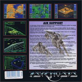 Box back cover for Air Support on the Commodore Amiga.
