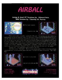 Box back cover for Airball on the Commodore Amiga.