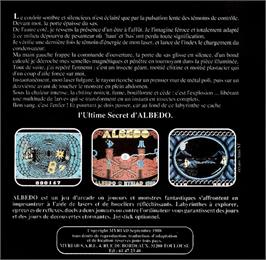 Box back cover for Albedo on the Commodore Amiga.