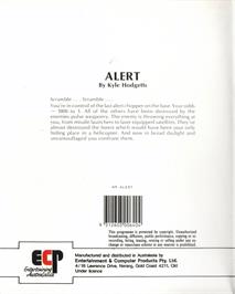 Box back cover for Alert on the Commodore Amiga.